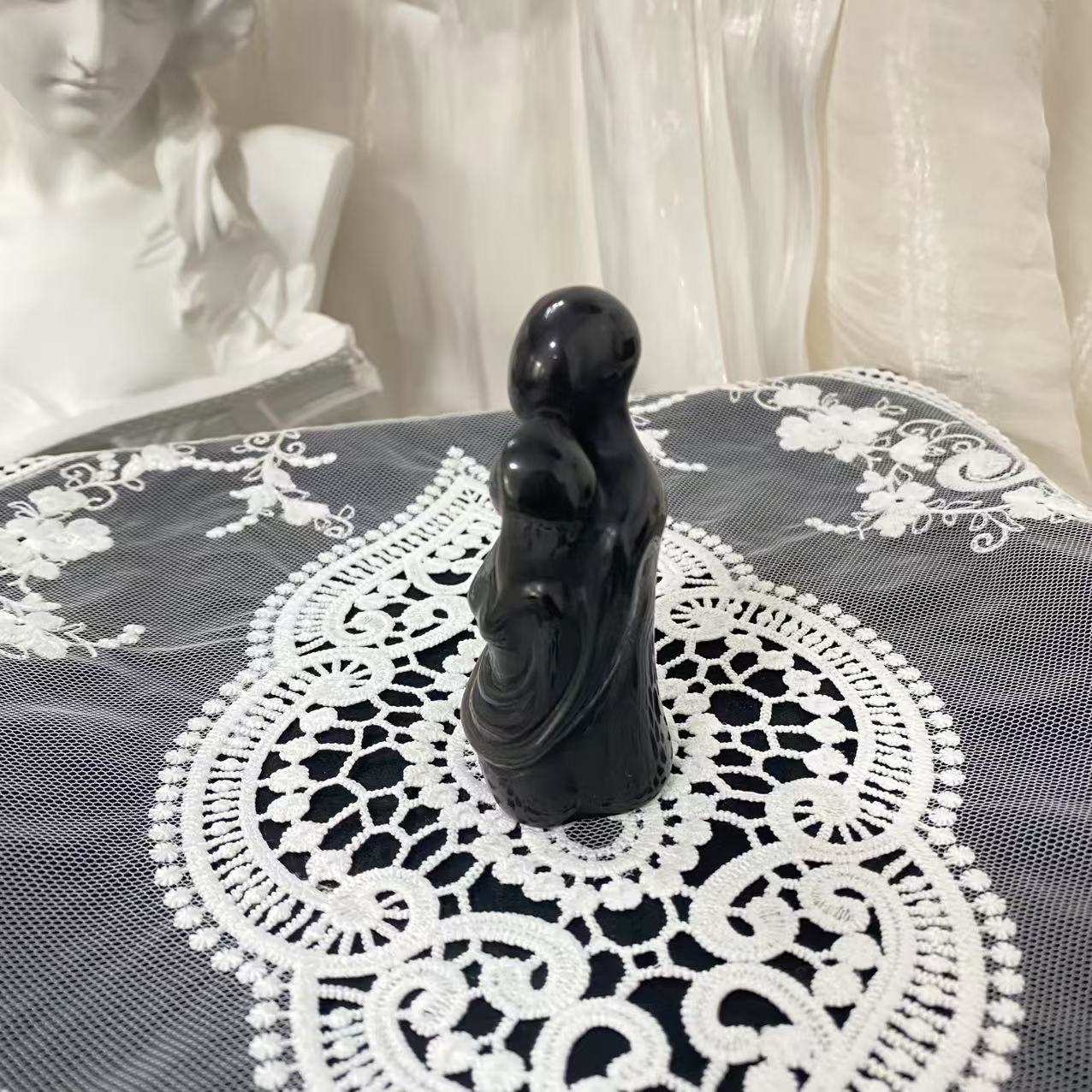 Silver Obsidian Lovers Carving