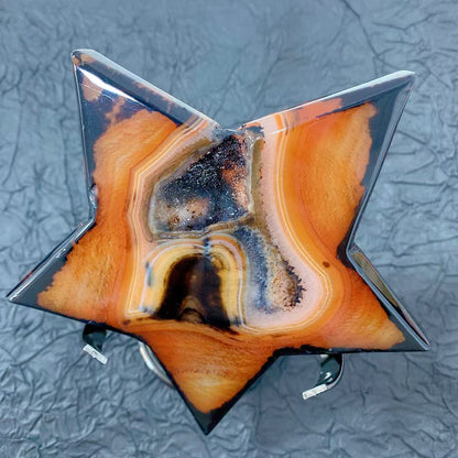 Black Red Agate Geode Star