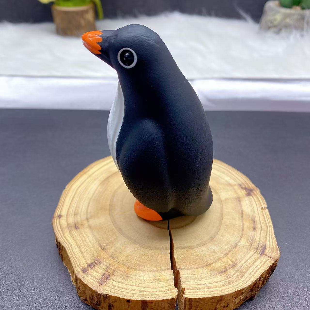 Obsidian Penguin Carving