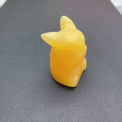 Yellow Calcite Pikachu Carving
