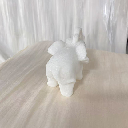 White Jade Elephant Carving