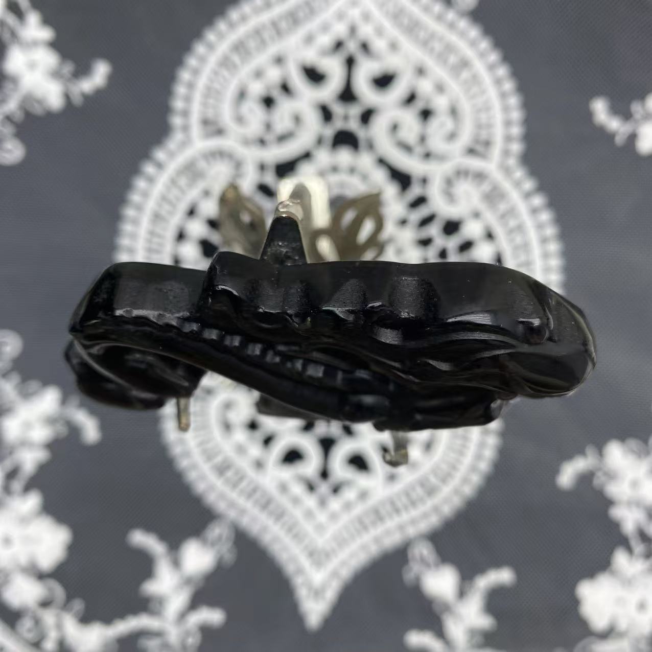 Silver Obsidian Mermaid Carving