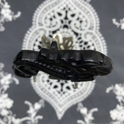 Silver Obsidian Mermaid Carving