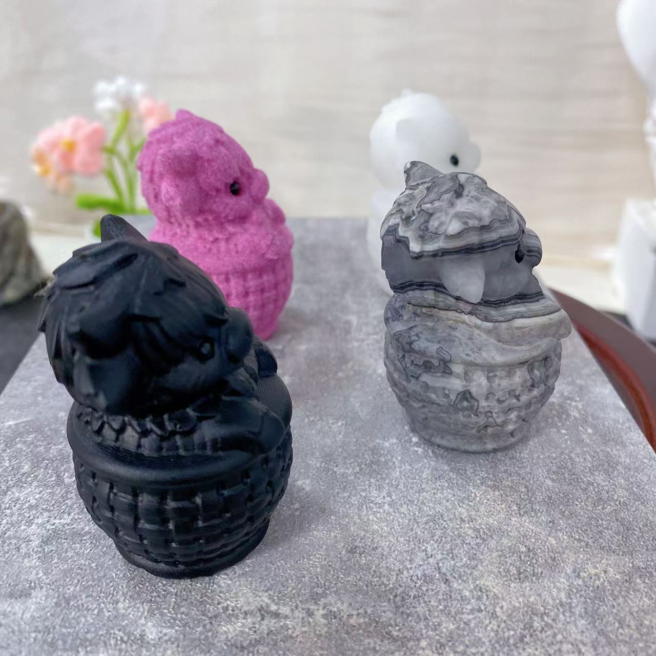 Crystal Basket Cow Carving