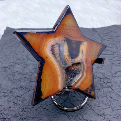 Black Red Agate Geode Star