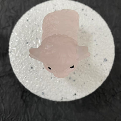 Rose Quartz Highland Cow Carving5.5cm