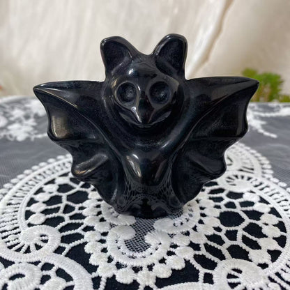 Black Obsidian Bat Carving