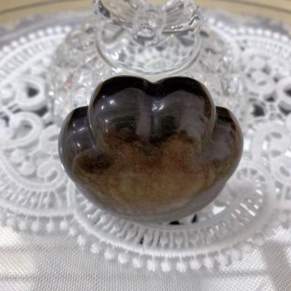 Silver Obsidian Cat Paw Carving