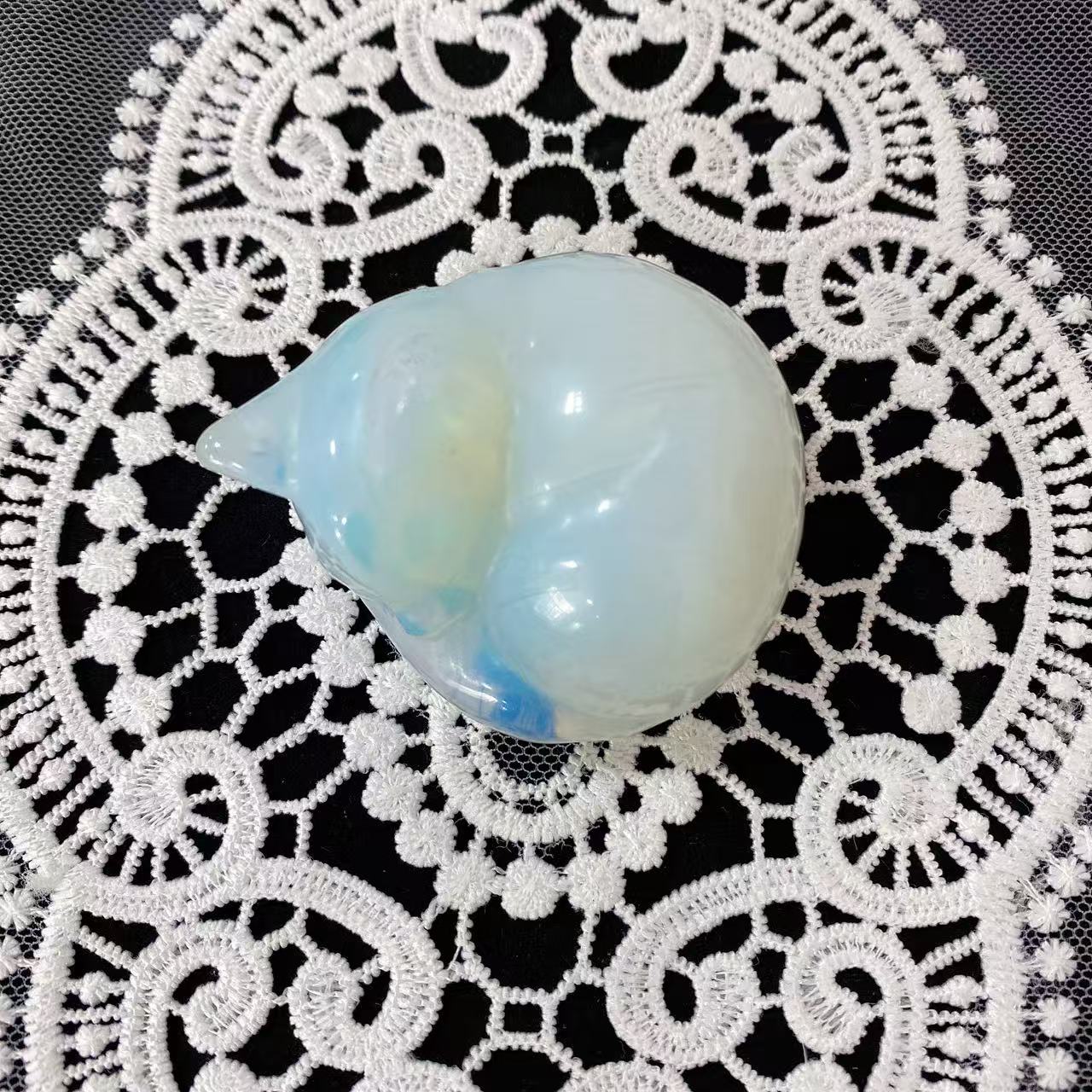 Opalite Sleeping Cat Carving