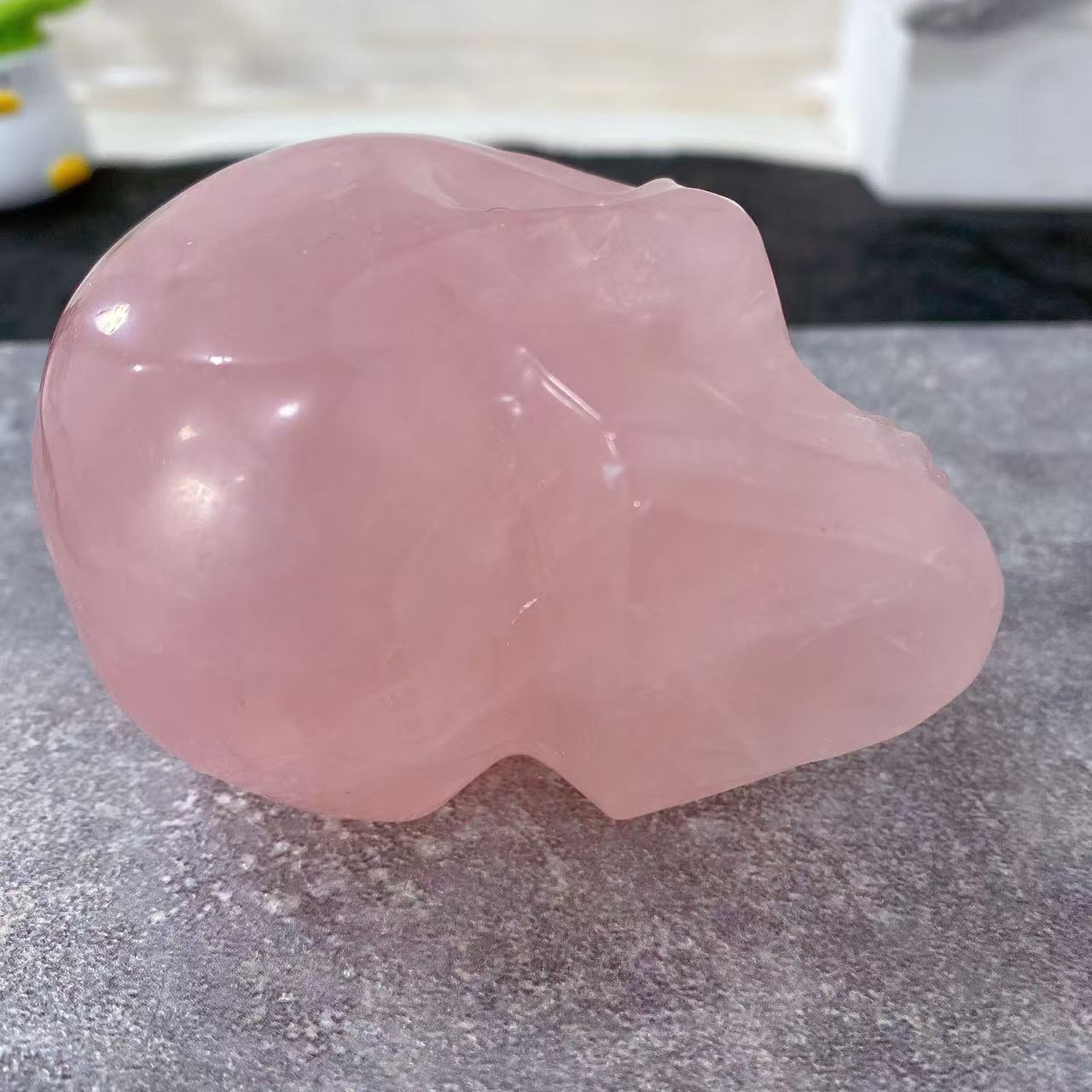 Rose Quartz Skull Carving