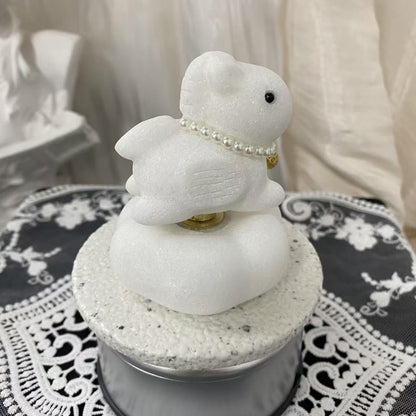 White Jade Spinning Carousel Horse Carving