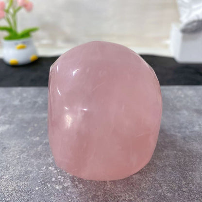 Rose Quartz Skull Carving