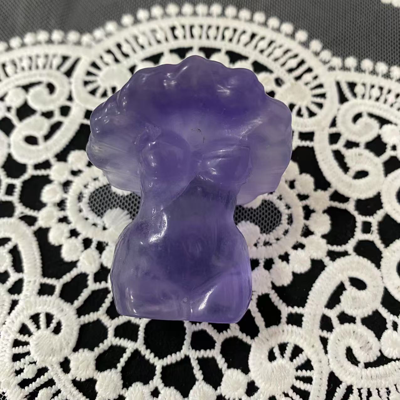 Purple Fluorite Mushroom Female Body Carving