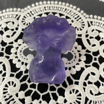 Purple Fluorite Mushroom Female Body Carving
