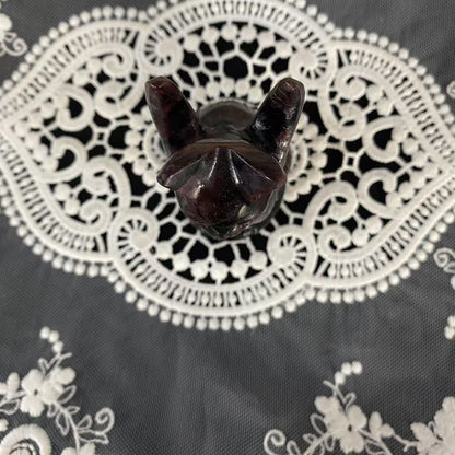 Garnet Flying Cat Carving
