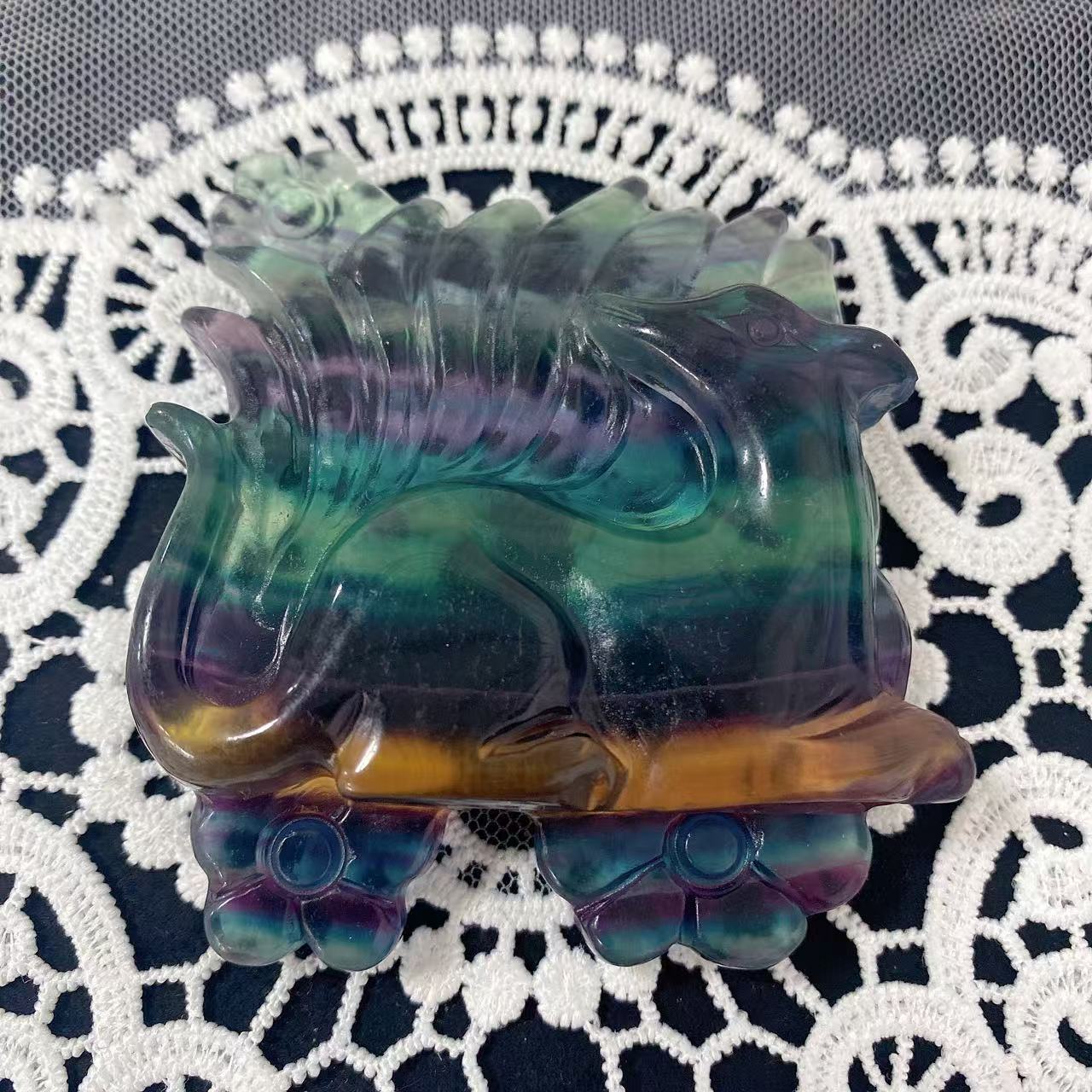Fluorite Nine-Tailed Fox Carving