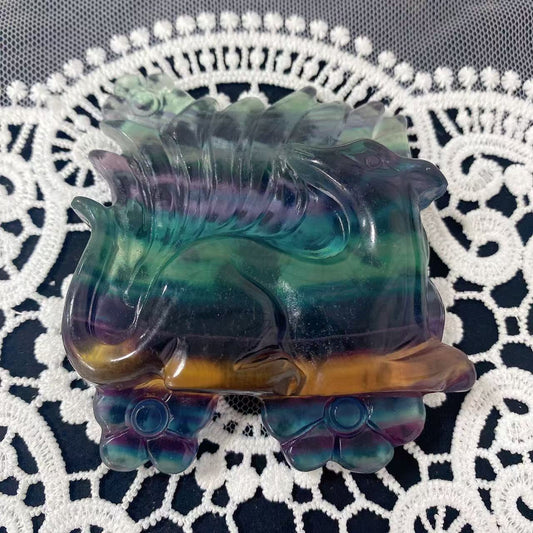 Fluorite Nine-Tailed Fox Carving