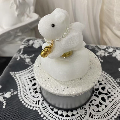 White Jade Spinning Carousel Horse Carving