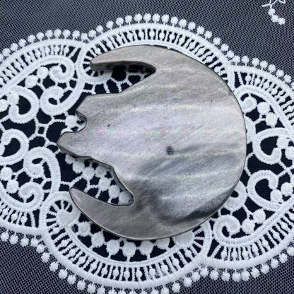 Silver Obsidian Moon Pegasus Carving