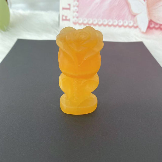 Yellow Calcite Rose Carving