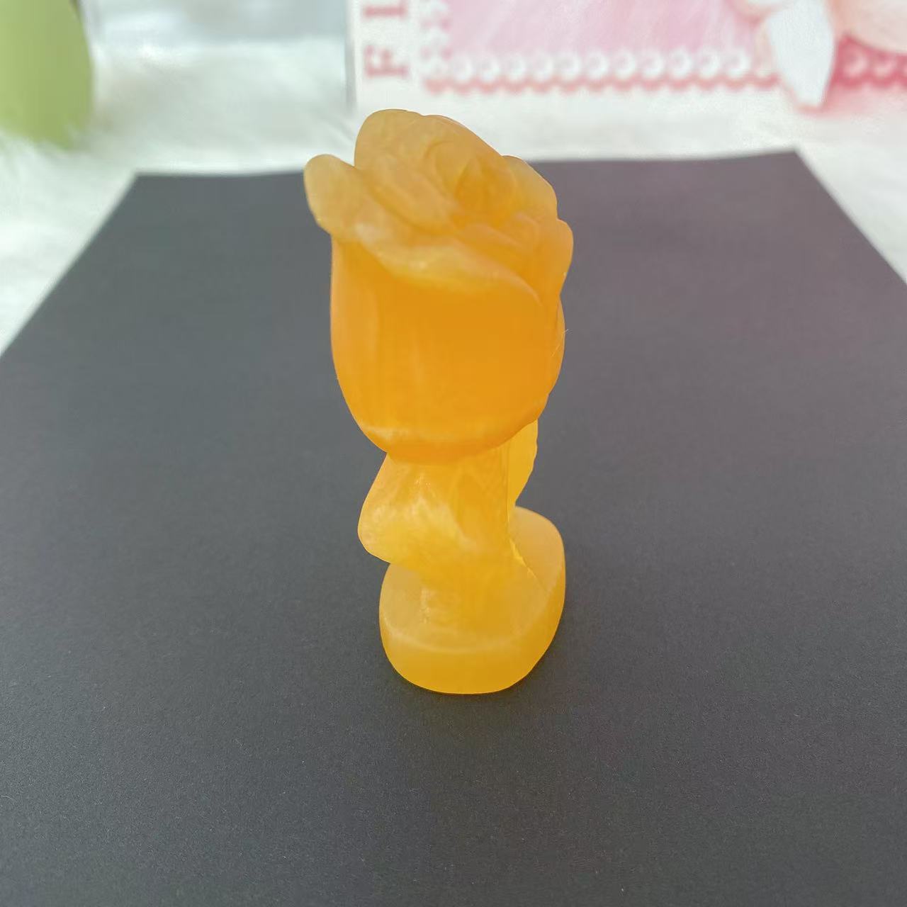 Yellow Calcite Rose Carving