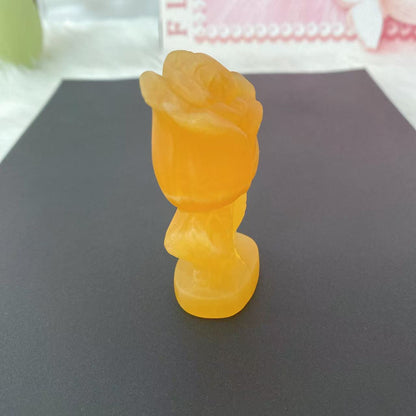 Yellow Calcite Rose Carving