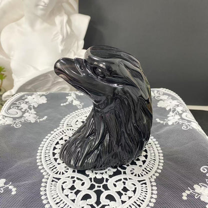 Ice Obsidian Eagle Head Carving