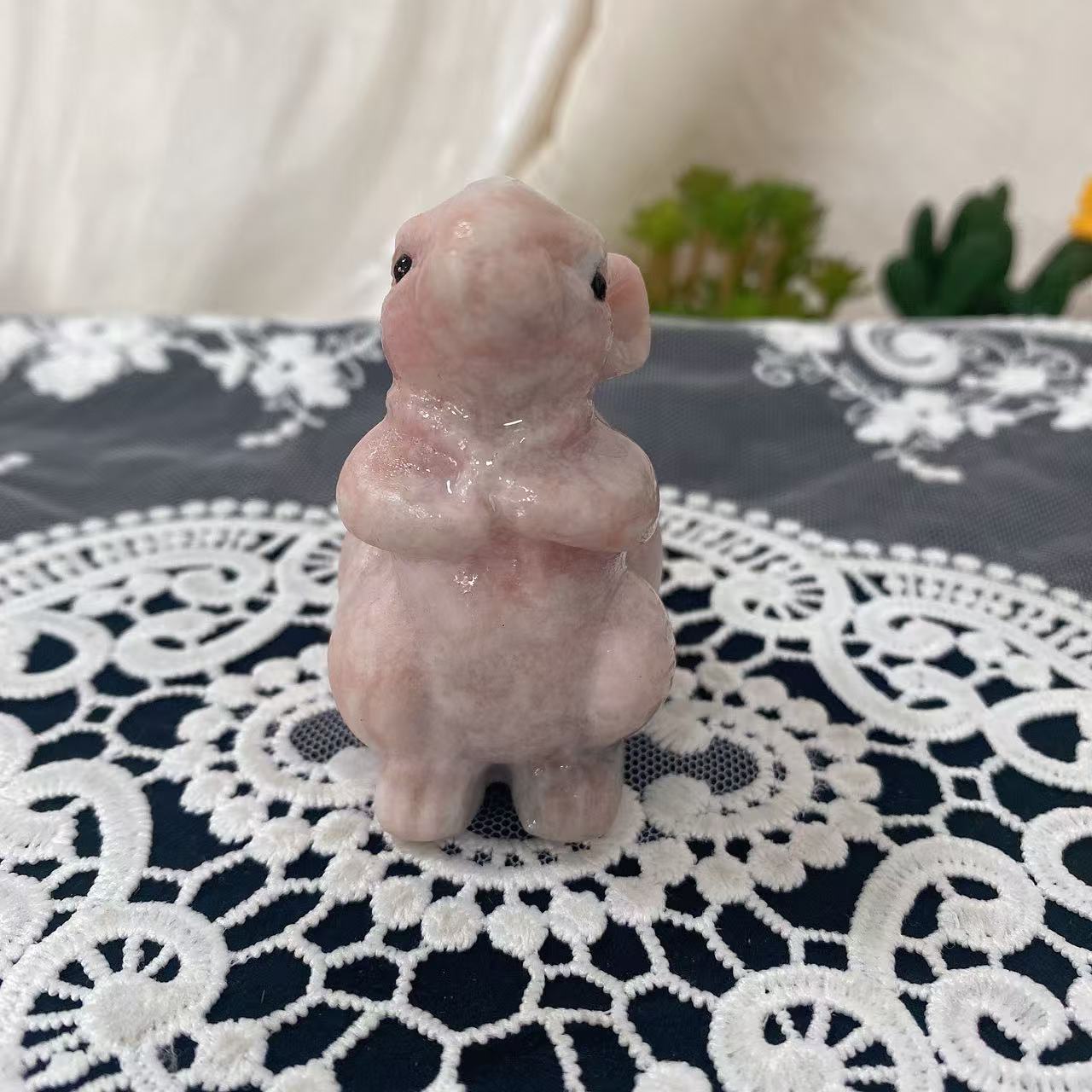 Pink Opal Mice Carving