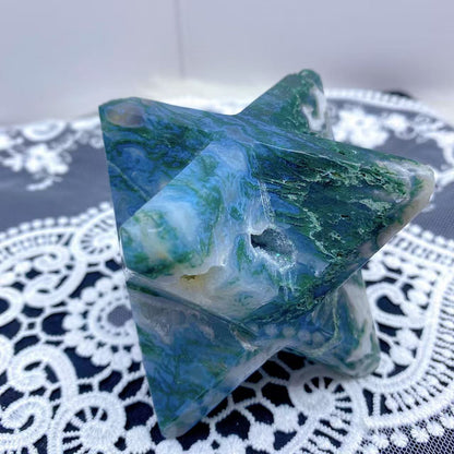 Moss Agate Geode Merkaba