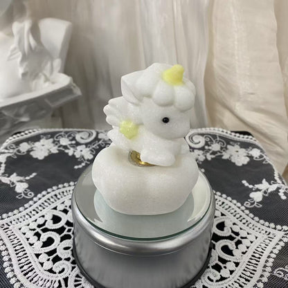 White Jade Spinning Unicorn Carving