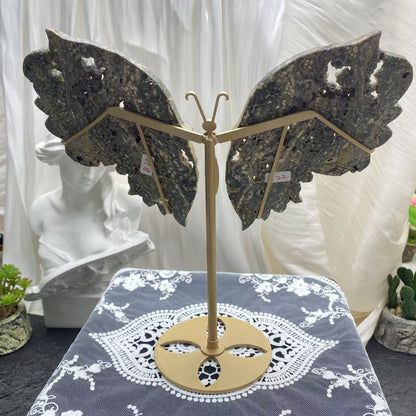 Ocean Jasper Geode Butterfly Wing Carving