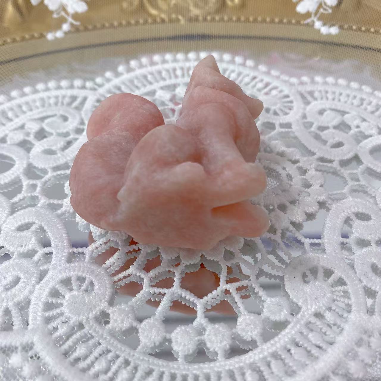 Pink Opal Fox Carving