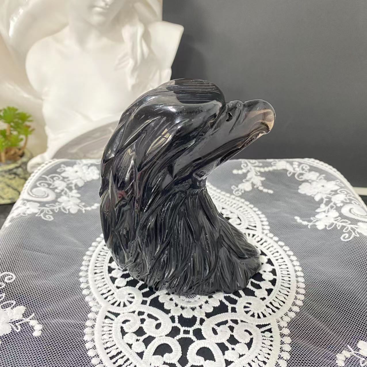 Ice Obsidian Eagle Head Carving