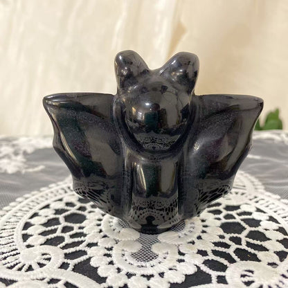 Black Obsidian Bat Carving