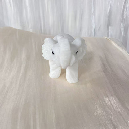 White Jade Elephant Carving