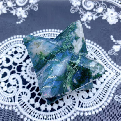 Moss Agate Geode Merkaba