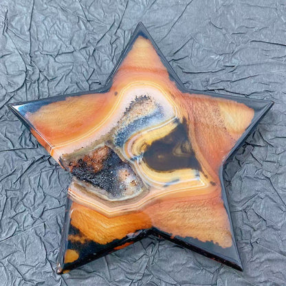 Black Red Agate Geode Star