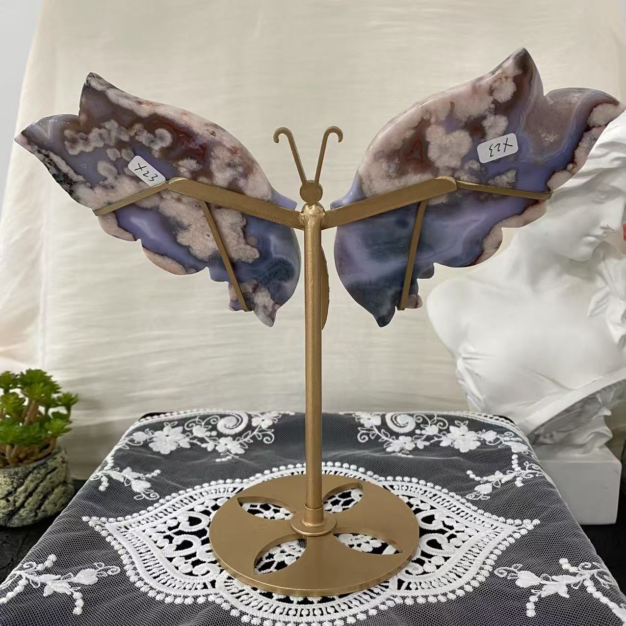 Blue Flower Agate Butterfly Wings