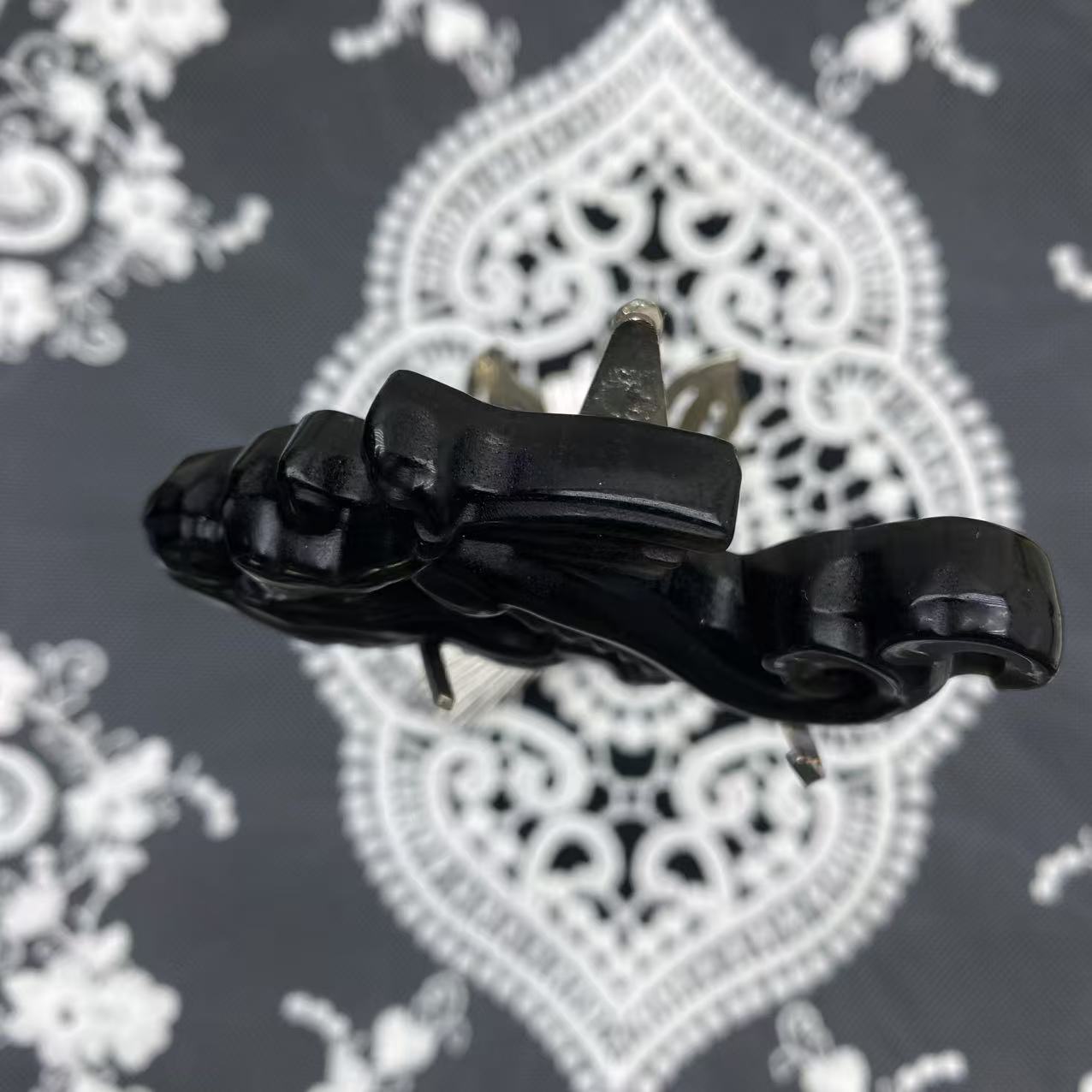 Silver Obsidian Mermaid Carving