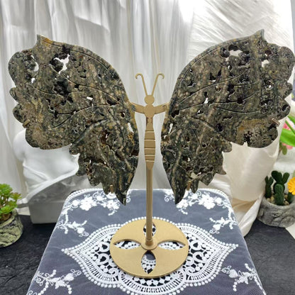 Ocean Jasper Geode Butterfly Wing Carving