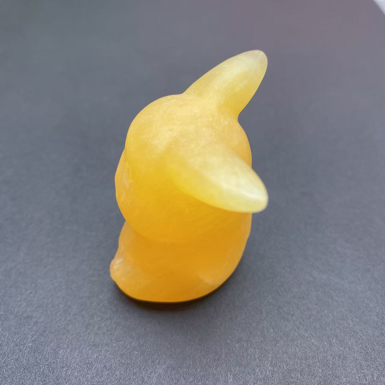 Yellow Calcite Pikachu Carving