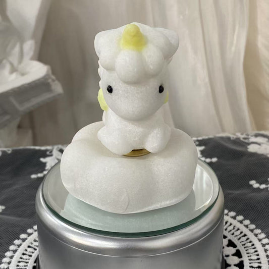White Jade Spinning Unicorn Carving
