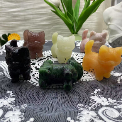 Crystal Curled Tail Cat Carving