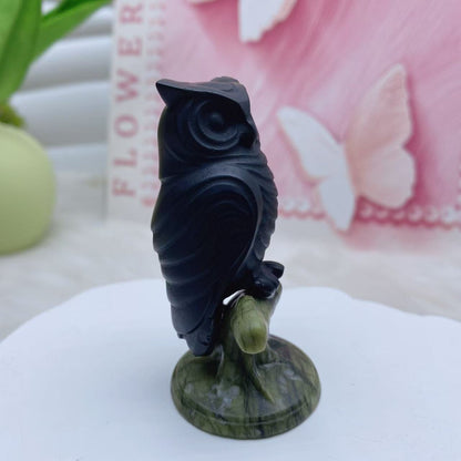 Black Obsidian Owl Carving