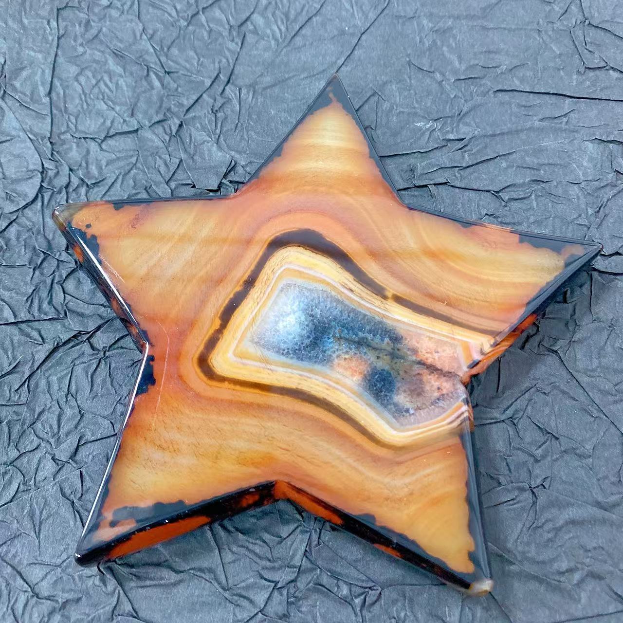 Black Red Agate Geode Star