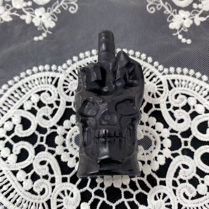 Black Obsidian Finger Skull Carving