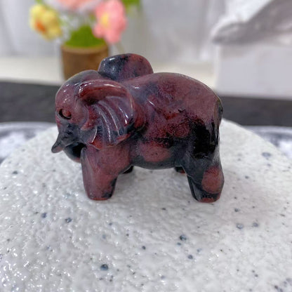 Garnet Elephant Carving