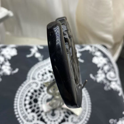 Silver Obsidian Moon Pegasus Carving