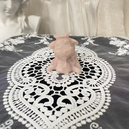 Pink Opal Bull Carving