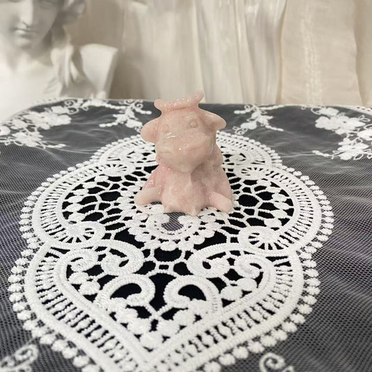 Pink Opal Bull Carving